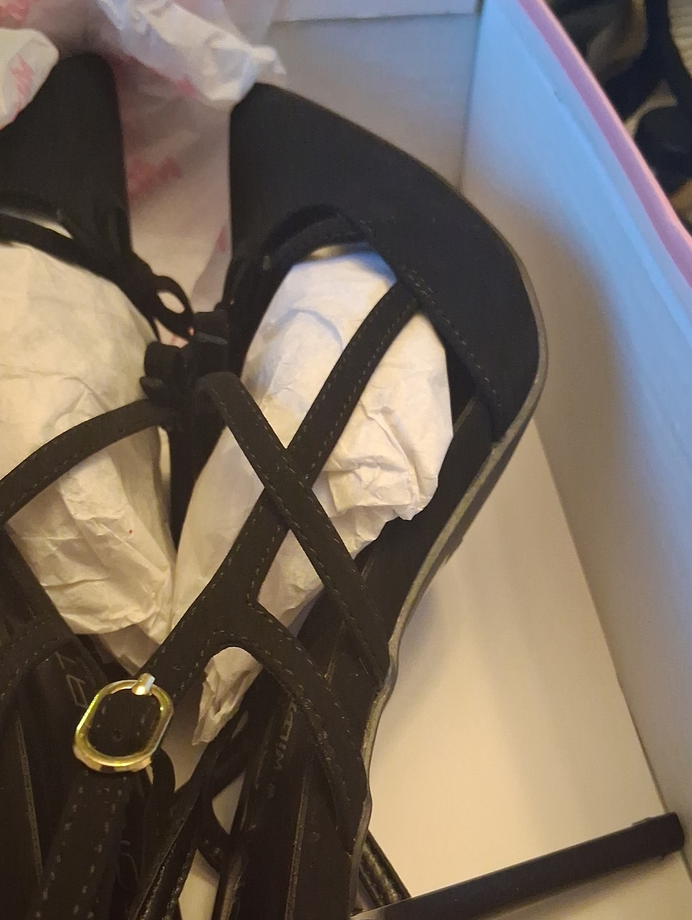Wild Diva Black Strappy Heels